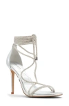 Aldo Marly Embellished Ankle Strap Sandal In Silver Mixed