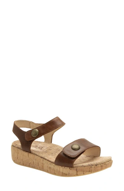 Alegria By Pg Lite Marta Ankle Strap Platform Wedge Sandal In Walnut