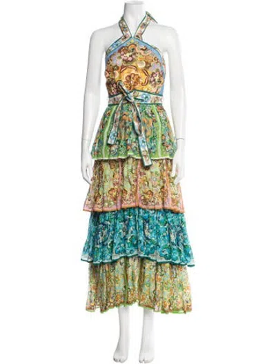 Pre-owned Alemais Linen Long Dress In Green