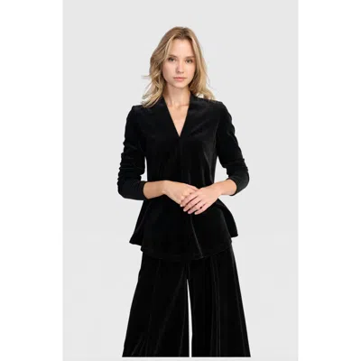 Alembika Everyday Velvet V-neck Top In Black