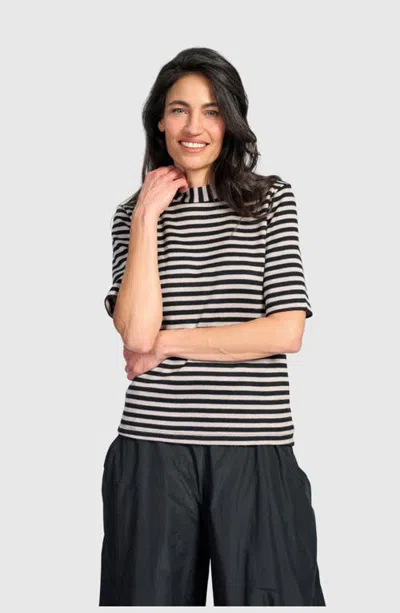 Alembika Linje Mockneck Top In Black/cloud Stripe