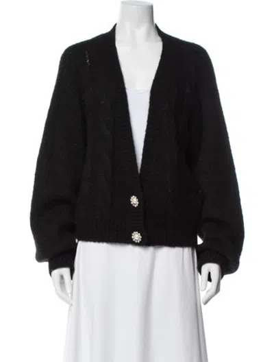 Pre-owned Alessandra Rich Alpaca V-neck Sweater In Black