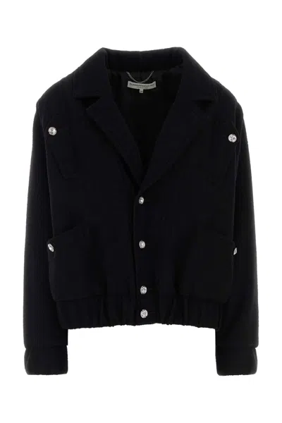 Alessandra Rich Boucle Loop Oversized Bomber Jacket In Black