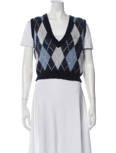 Pre-owned Alessandra Rich Mohair Patterned Sweater In Blue