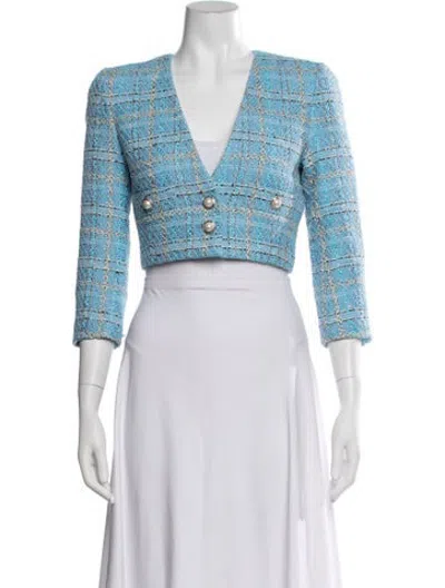 Pre-owned Alessandra Rich Plaid Print Jacket In Blue
