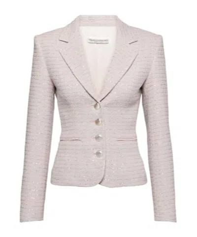 Alessandra Rich Sequined Single-breasted Tweed Blazer In Gray