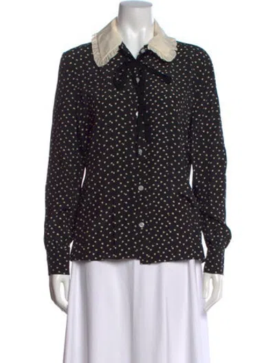 Pre-owned Alessandra Rich Silk Printed Blouse In Black