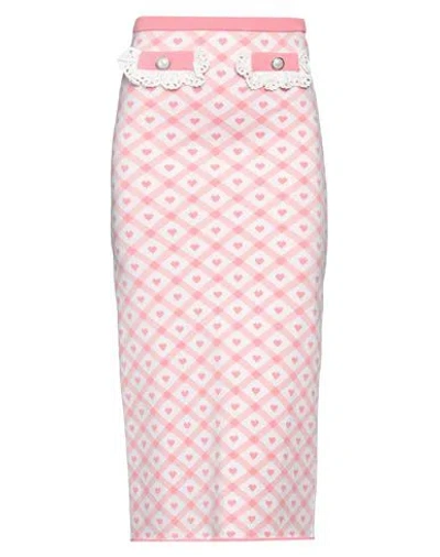 Alessandra Rich Woman Midi Skirt Pink Size 6 Viscose, Polyester, Cotton