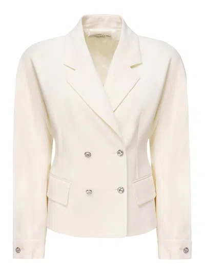 Alessandra Rich Wool Crepe Jacket In White