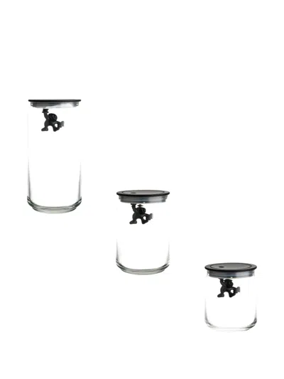Alessi Figure Jars (set Of Three) In Transparent