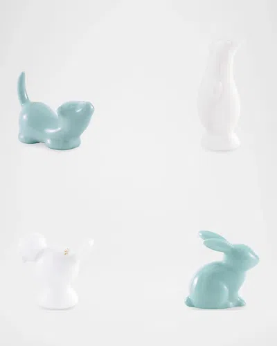 Alevì 4-piece Porcelain Animal Figurine Set In Blue
