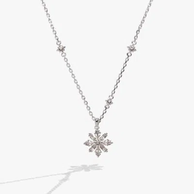 Alex And Ani Baguette Snowflake Pendant Necklace In Silver