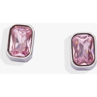 Alex And Ani October Emerald-cut Birthstone Stud Earrings In Metallic
