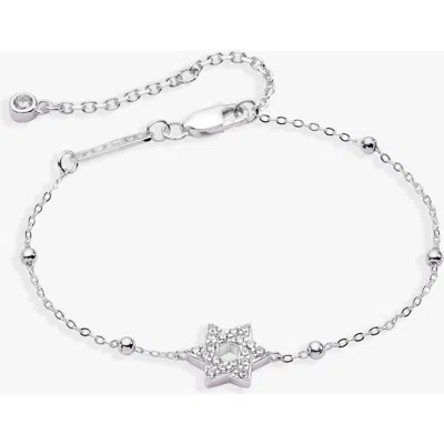 Alex And Ani Star Of David Delicate Pave Beaded Chain Bracelet In Metallic