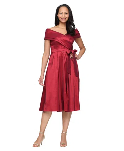Alex Evenings Women's Off-the-shoulder A-line Taffeta Dress In Red