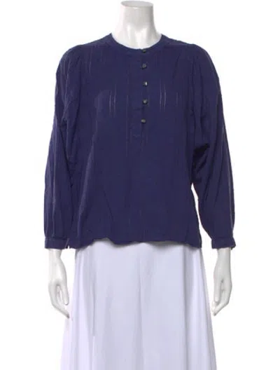 Pre-owned Alex Mill Crew Neck Long Sleeve Blouse In Blue