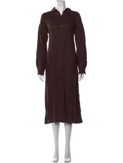 Pre-owned Alex Mill Linen Midi Length Dress In Brown