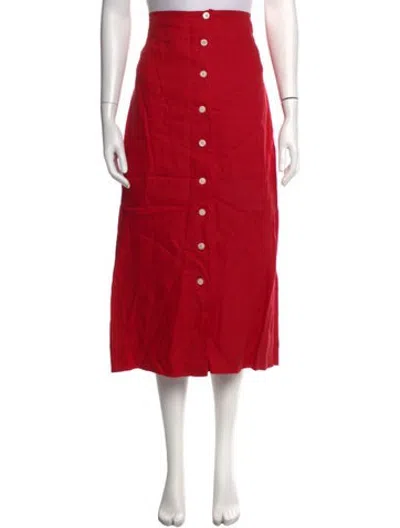 Pre-owned Alex Mill Linen Midi Length Skirt In Orange