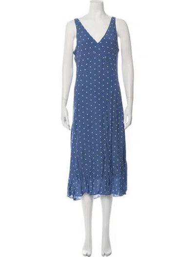 Pre-owned Alex Mill Polka Dot Print Midi Length Dress In Blue