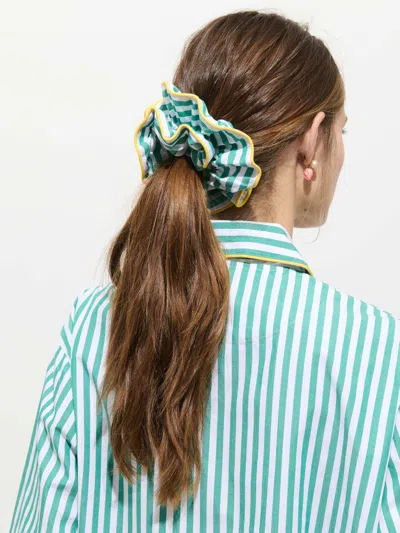 Alex Mill Sleep Scrunchie In Bistripe In Green/white