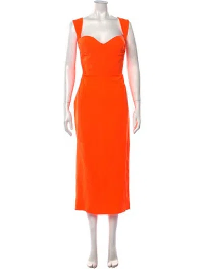 Pre-owned Alex Perry Square Neckline Midi Length Dress W/ Tags In Orange
