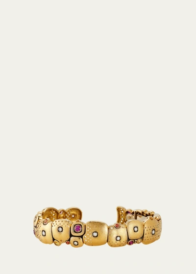 Alex Sepkus Little Orchard 18k Gold Cuff Bracelet With Sapphires, Rubies And Diamonds
