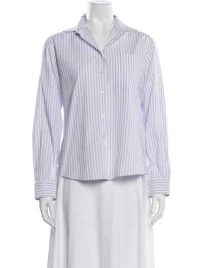 Pre-owned Alexa Chung Striped Long Sleeve Button-up Top In Purple/white