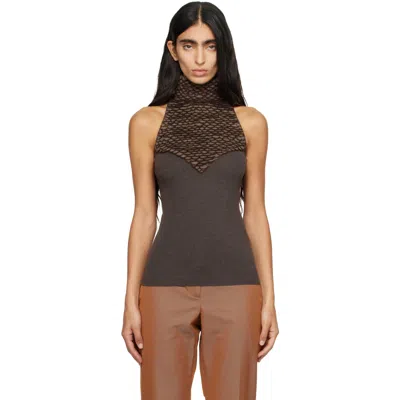 Alexander Mcqueen Brown Knit Feathers Top In 2123 Brown