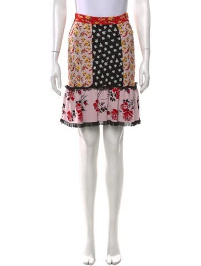 Pre-owned Alexander Mcqueen Floral Print Mini Skirt In Pink