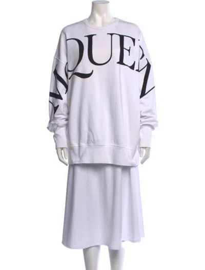 Pre-owned Alexander Mcqueen Graphic Print Crew Neck Sweatshirt In White