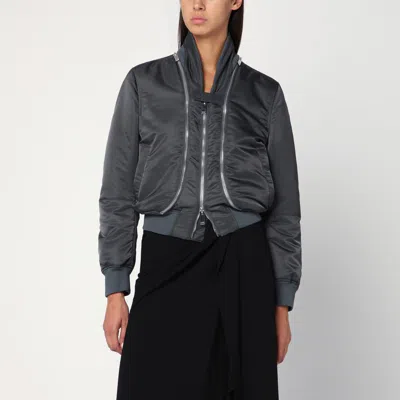 Alexander Mcqueen Grey Zipped Bomber Jacket In Gray