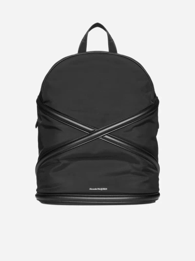 Alexander Mcqueen Harness Nylon And Leather Backpack In Black
