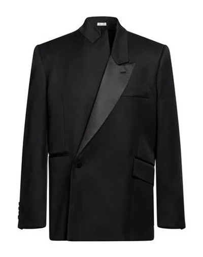 Alexander Mcqueen Man Blazer Black Size 42 Wool, Silk