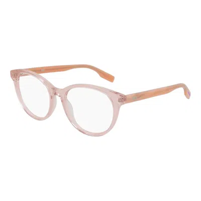 Alexander Mcqueen Mcqueen Transparent Mini Eyeglasses With Clear Demo Lens In Pink
