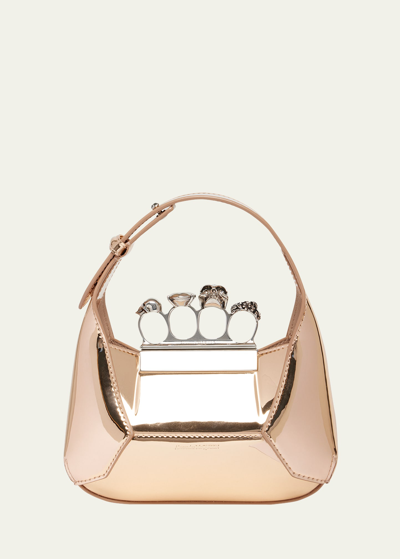 Alexander Mcqueen Mini Jewelled Top-handle Bag In Copper