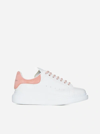 Alexander Mcqueen Oversize Leather Sneakers In White,pink