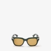 Alexander Mcqueen Punk Rivet Square Sunglasses In Dark Green/ochre