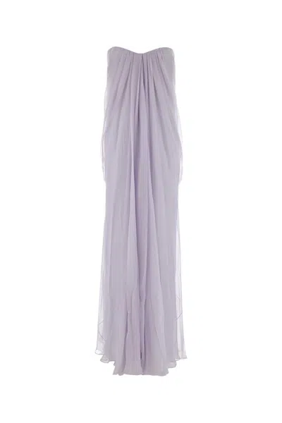 Alexander Mcqueen Silk Long Dress In Purple
