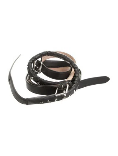 Pre-owned Alexander Mcqueen Skinny Leather Belt In Black