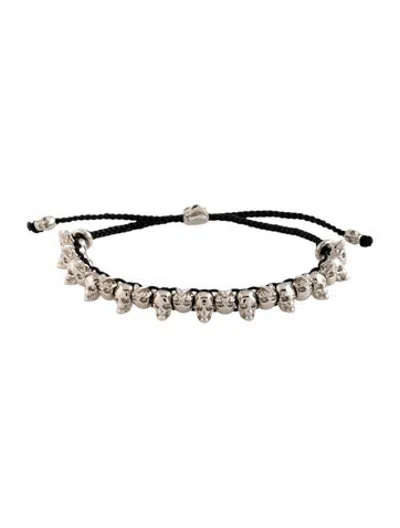 Pre-owned Alexander Mcqueen Skull Studded Adjustable Bracelet In Black