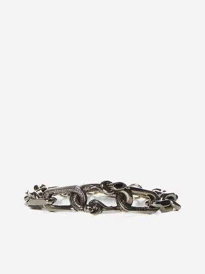 Alexander Mcqueen Snake &amp; Skull Bracelet In Metallic