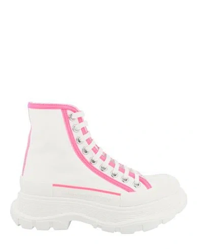 Alexander Mcqueen Tread Slick Lace-up Boots Woman Ankle Boots Multicolored Size 8 Cotton In White