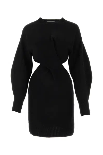 Alexander Mcqueen Wool-cashmere Blend Dress In Black