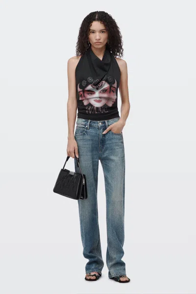 Alexander Wang Allover Clear Crystal Ez Jean Tinted Medium Indigo