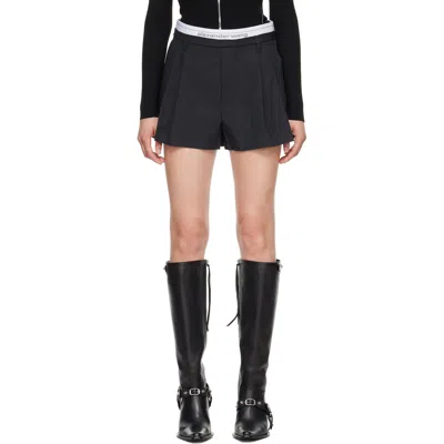 Alexander Wang Black High-rise Logo Elastic Shorts In Multi
