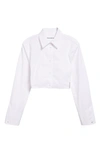 Alexander Wang Boned Crop Cotton Button-up Shirt In White