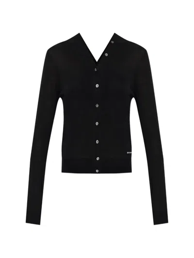Alexander Wang Button-up Wool Cardigan In Black