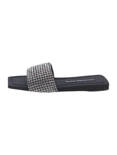 Pre-owned Alexander Wang Crystal Crystal Embellishments Slides In Black