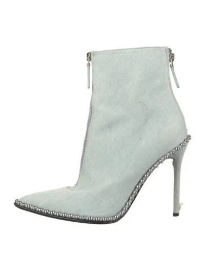 Pre-owned Alexander Wang Denim Studded Accents Boots In Green
