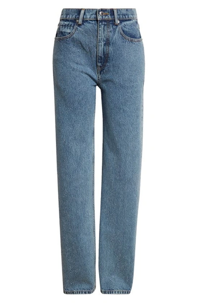 Alexander Wang Embellished Relaxed Straight Leg Jeans In Vintage Light Indigo
